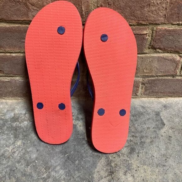 Shade & Shore Navy & Coral Flip Flops Size 11 New - Picture 2 of 3